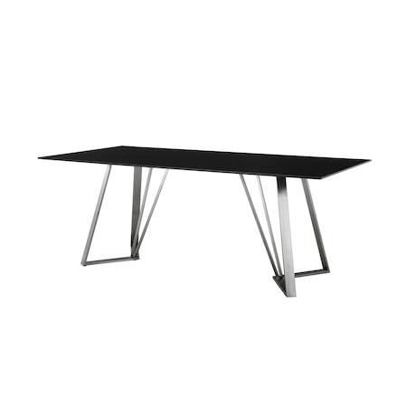 Armen Living Cressida Glass and Stainless Steel Rectangular Dining Room Table LCCSDIBL